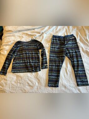 Terramar Kids Boys 4T Thermal Baselayer Set Top & Pants Mountains Stripes